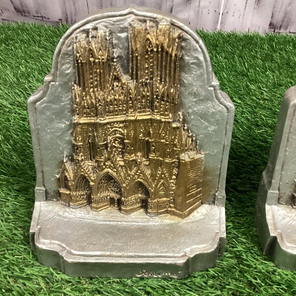 Rheims Notre Dame Cathedral Bookends Vintage - Picture 3 of 14